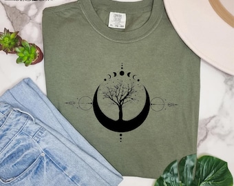 Mystical Moon Phases Shirt, Yoga Lover Tree Shirt, Tree Of Life Moon Phases Shirt, Phases Of The Moon Tree Of Life Shirt,  Celestial Moon
