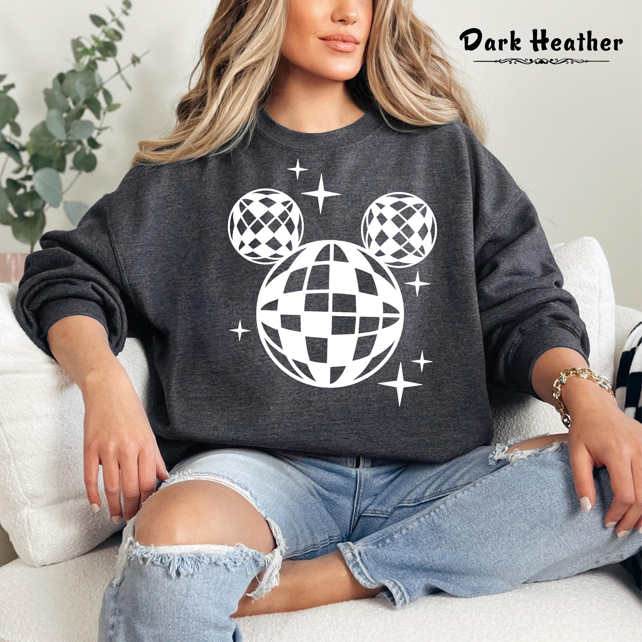 Mickey Ears Disco Ball Disney Sweatshirt, Mickey Vibes Sweater, Disneyland Vacation Outfits, Walt Disney World Crewneck, Magic Disco Ball