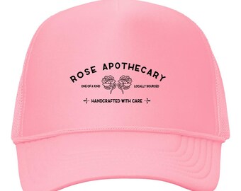 Rose Apothecary Foam Mesh-Back Cap, Schitts Creek Cap, Rosebud Motel Hat, Handcrafted with Care, Moira Rose Cap, David Rose Cap