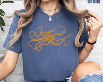 Octopus Graphic Shirt, Ocean Shirt, Sea Animals Gift, Octopus Clothing, Cool Octopus Shirt, Women Shirt, Gift for Him, Octopus Graphic Tees