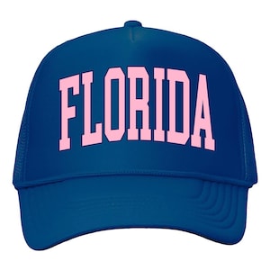 Florida Foam Mesh-Back Trucker Cap, Cute Florida Cap, Florida Beach Hat, Florida Vacation Hat, Aesthetic Florida Graphic Hat