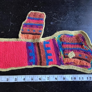 Knitted Tapestry “Abstract Landscape with Sock Yarn” (9” x 13 inches)