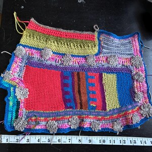 Knitted Tapestry “Abstract Landscape with Flowers” (10” x 15 inches)