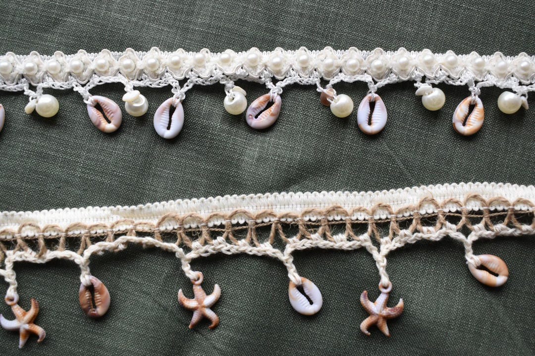 Crochet Shell Trim | Pearl, Cowrie, Starfish | Coastal Decor - Etsy