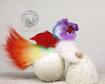 Baby Dragon, Companion Poseable Art Doll, Hatchling Hatching Egg