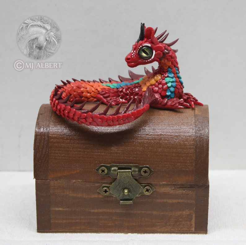 Dragon Box Keepsake Keeper Handmade Fantasy Animal image 1