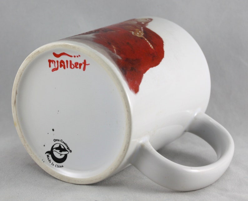 Dragon Mug Hand Painted Red Butterfly Fantasy Creature Coffee Art image 3