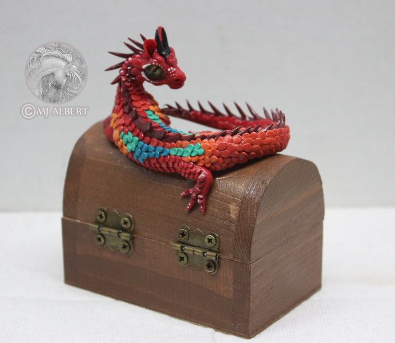 Dragon Box Keepsake Keeper Handmade Fantasy Animal image 3