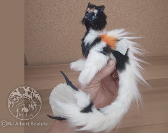 Mercat Cat Mermaid Companion Art Doll Poseable Soft Handmade Creature Fantasy Animal Kitten