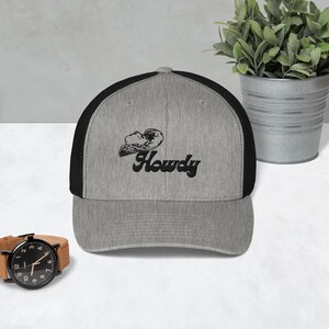 Howdy Embroidered Trucker Cap with Cowboy Hat | Rustic Western Snapback | Unisex Country Style Hat