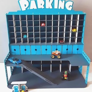 Custom Wooden Toy Car Garage – 1:64 Hot Wheels Organizer for Boys | Montessori Gift | Toy Storage Shelf | Kids Room Decor Ages 3–8