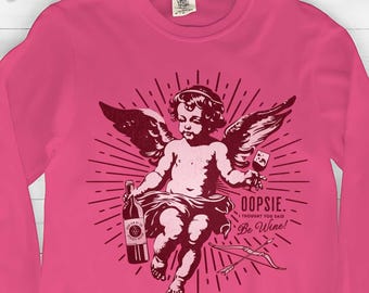 Snarky Anti Valentines FDT Shirt, Cupid 'Grab Him By The Pinot' Tee, Funny Galentine 'Be Wine' Top, Sommalier Wine Lover Girlfriend Gift