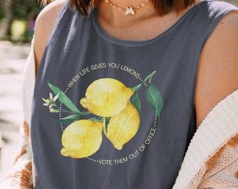 Camiseta sin mangas italiana de verano con estampado político sutil, camiseta Comfort Colors Vote Them Out, camiseta anti-Trump Quiet Activism Fight Fascism FDT 8647