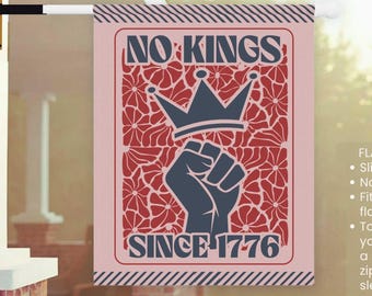 No Kings Since 1776 Porch Flag, Progressive Garden Banner, Anti Trump Protest Pennant, Patriotic Resistance Yard Decor, America 250 Gift