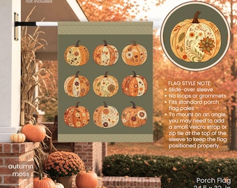 Subtle Anti Trump Pumpkin Porch Flag, Hidden Message Garden Pennant, Fall Patchwork Protest Banner, Thanksgiving Friendsgiving Leftist Gift