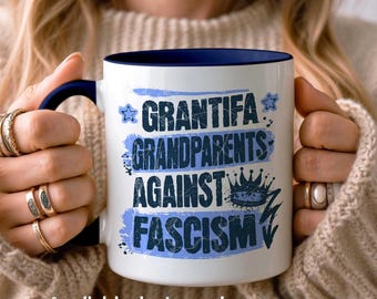 Taza antifascista de GRANTIFA para abuelos, taza de cerámica con grafiti de la resistencia milenaria, declaración política, regalo activista para amantes del café y el té