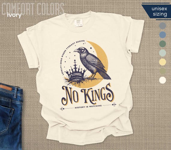 No Kings Protest Tee, Comfort Colors Dark Academia FDT Raven Shirt, Anti Trump Fascist Gift For Liberal Feminist Activist Leftist Democrat