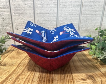 Dodger Bowl Cozy, Bowl Sleeves , Soup Bowl Holder, Microwaveable , bowl cozies, dodgers team, baseball, Kitchen Gift