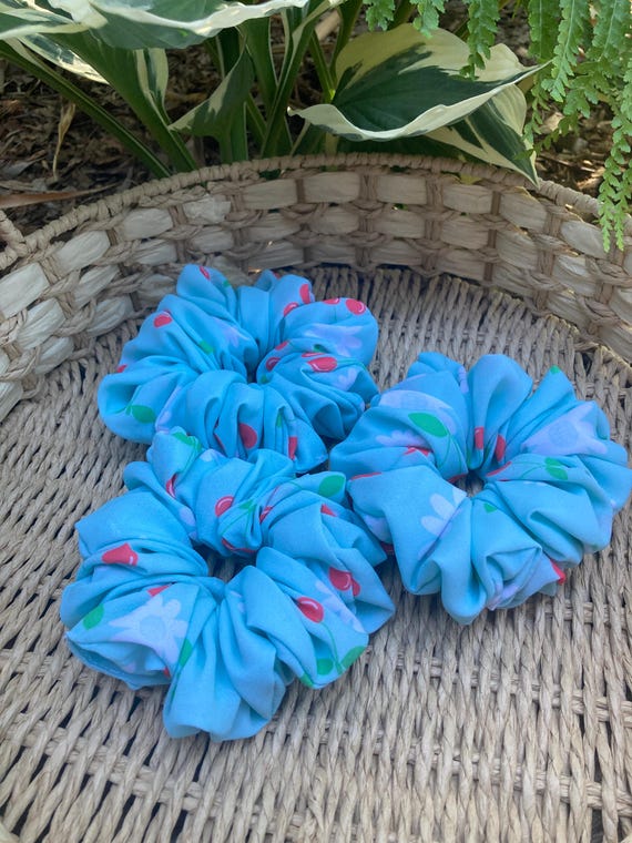 Cherry Print Scrunchies, Summer Fruit Scrunchie, Scrunchy  display picture 1