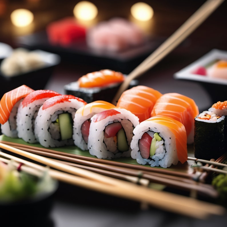 Japanese sushi, Sushi rolls , Nigiri sushi, Sashimi, Maki rolls, Sushi combo, Vegan sushi, Gluten-free sushi, Sushi platter,Sushi bar image 9