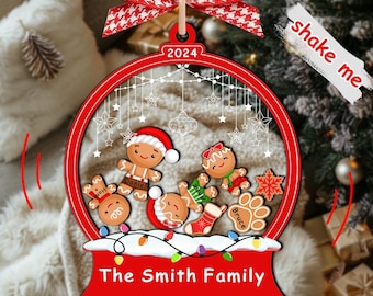 Personalized Gingerbread Family Shaker Ornament, Christmas Keepsake