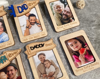 Personalized Photo Car Visor Clip, Father's Day Gift, Papa Gift