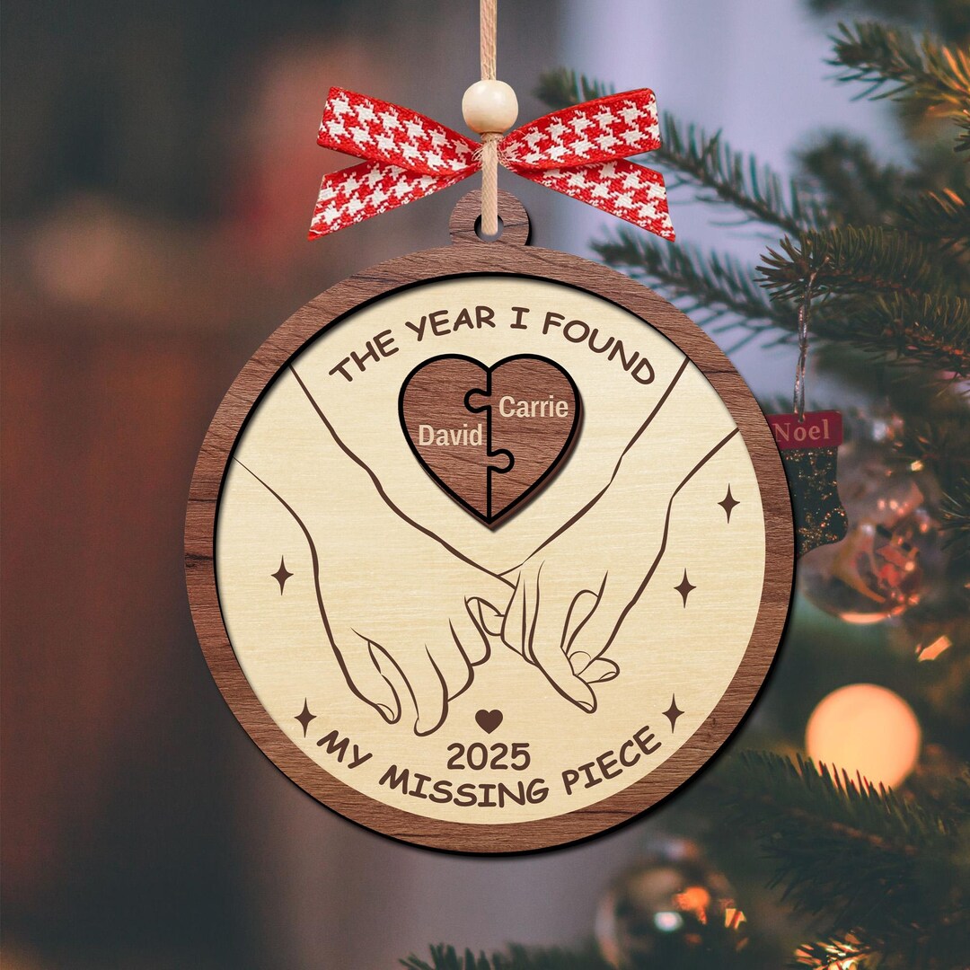 Perfect Pair Happy Christmas Couple Personalized 2-Layer Wooden Orname