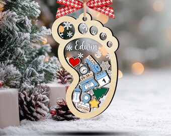 Adorno navideño personalizado para bebé 2024: Adorno Shaker 4D