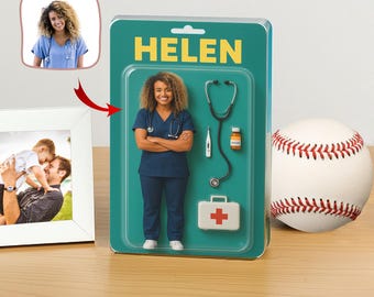 Custom Photo Nurse Action Figure Plaque: Personalized Acrylic Block Gift