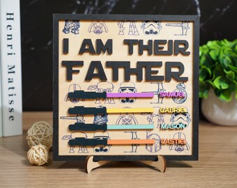 Personalized "I Am Their Father" Wooden Sign: Custom Lightsaber Gift
