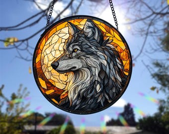 ジェームズ・メガー 狼と満月 ヴィンテージ ステンドグラス ウルフ シルエット Amazon.co.jp: 狼 おおかみ オオカミ WOLF ウルフ 遠吠え 動物 満月 置物