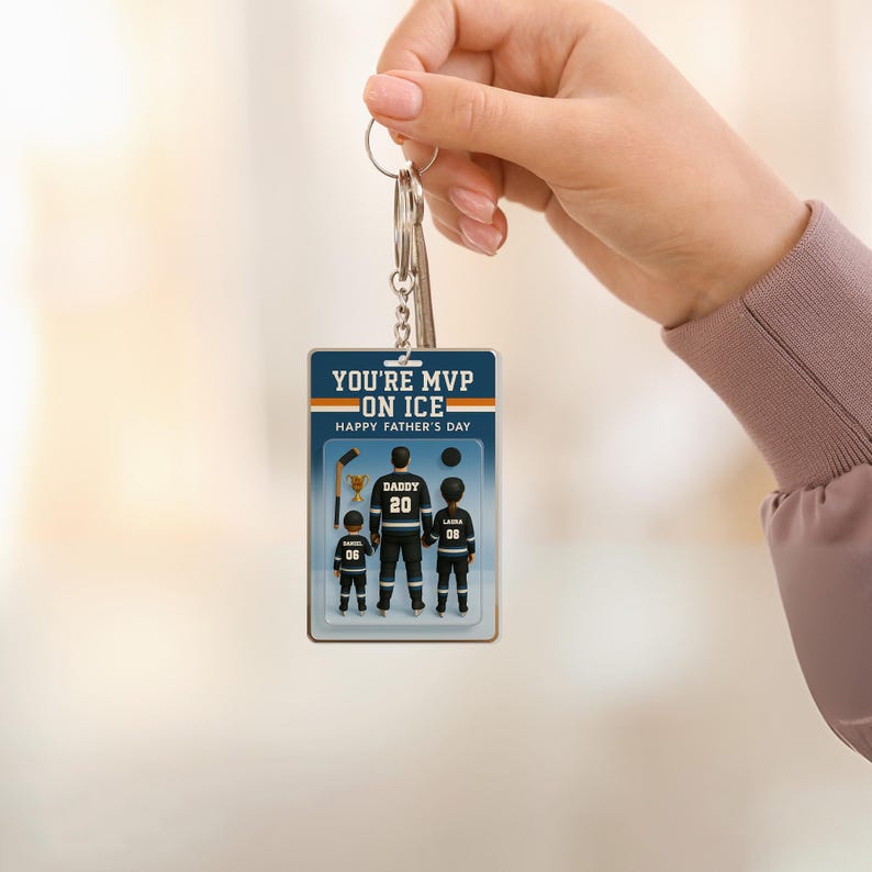 Custom Ice Hockey Dad and Kids Action Figure Plaque, Father's Day Gifts for Hockey Lover, Gifts for Daddy,  Ice Rink Themed Keepsake for Dad