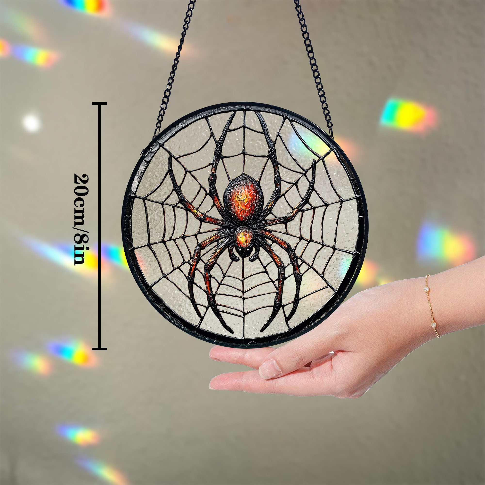 Halloween Stained Glass Spider Moon Suncatcher Custom Stained Glass Window Hangings Halloween