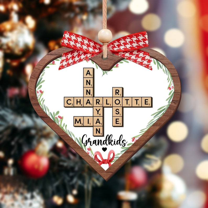 Personalized Scrabble Christmas Ornaments, Grandkid Name Crossword