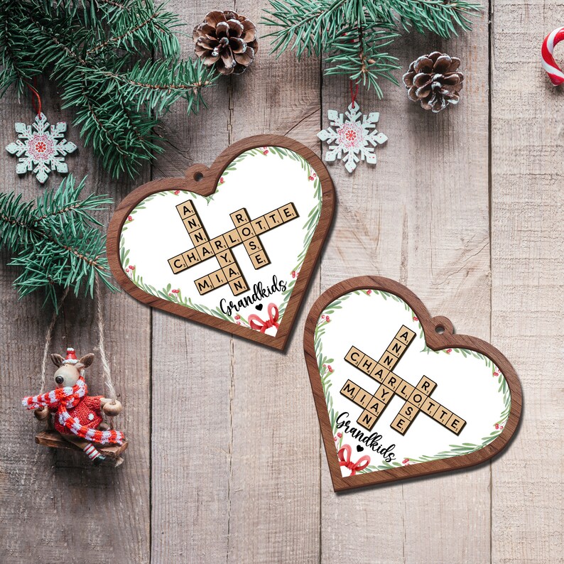 Personalized Scrabble Christmas Ornaments, Grandkid Name Crossword