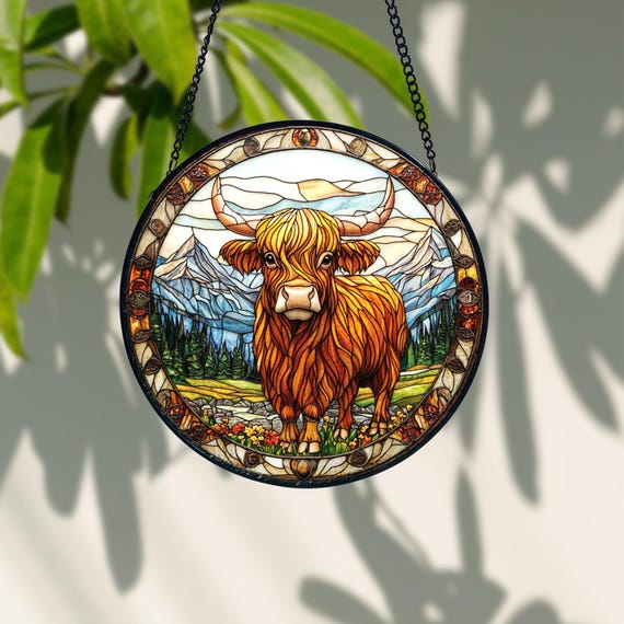 Handgefertigter Sonnenfänger Mit Hochlandkuh – Acryl-Fensterdeko Für Weihnachten & Ganzjährigen Glanz | Inkl. Geschenkverpackung
