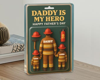 Personalisierte Feuerwehrmann Dad Acrylblock Plakette, Vatertagsgeschenk