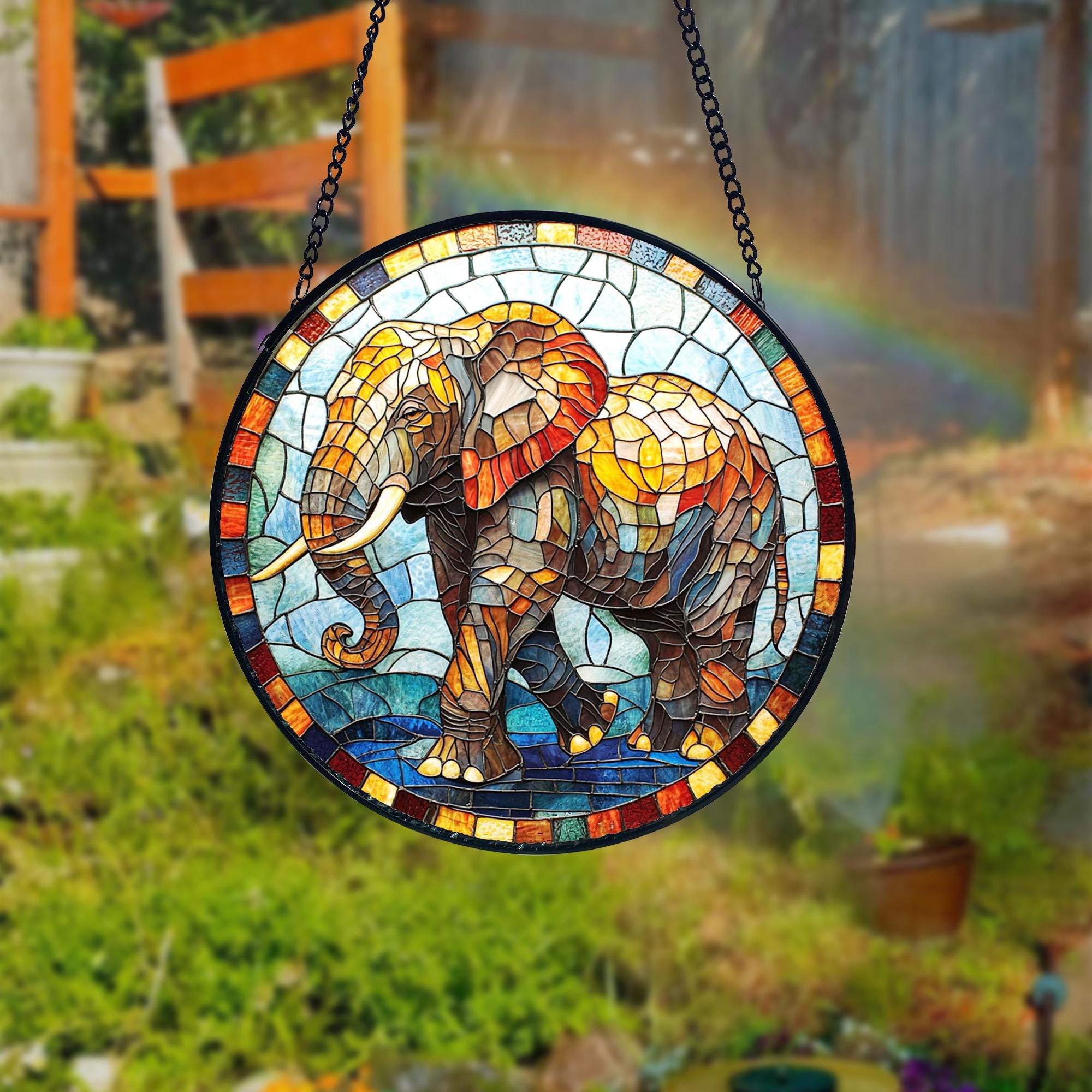Handcrafted Stained Glass Elephant Suncatcher - Window Decor - Etsy