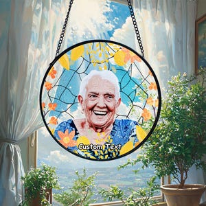 Custom Photo Memorial Suncatcher, Mom Remembrance Gifts, Mother Memorial Gifts Glass Suncatcher, Mom Loss Suncatcher, Funeral Suncatcher