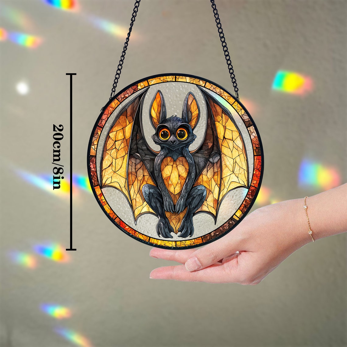 Moonlight Window Bat Bat Stained Glass Window Hanging: Gothic Halloween Decor - Etsy