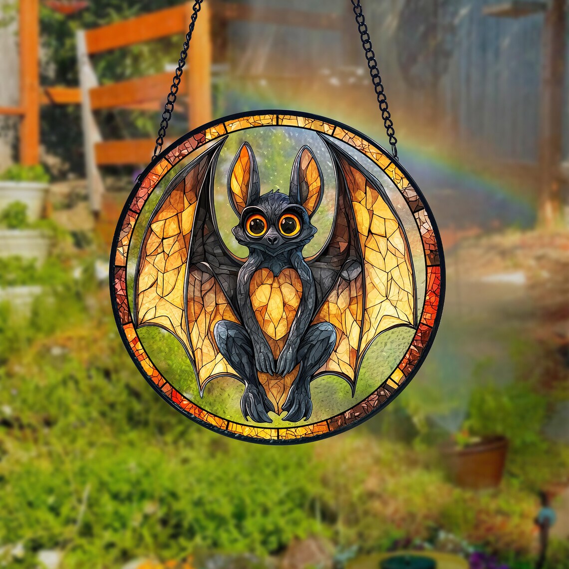 Bat Stained Glass Window Hanging: Gothic Halloween Decor - Etsy
