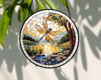 Dragonfly Stained Glass Suncatcher: Nature-Inspired Home Decor
