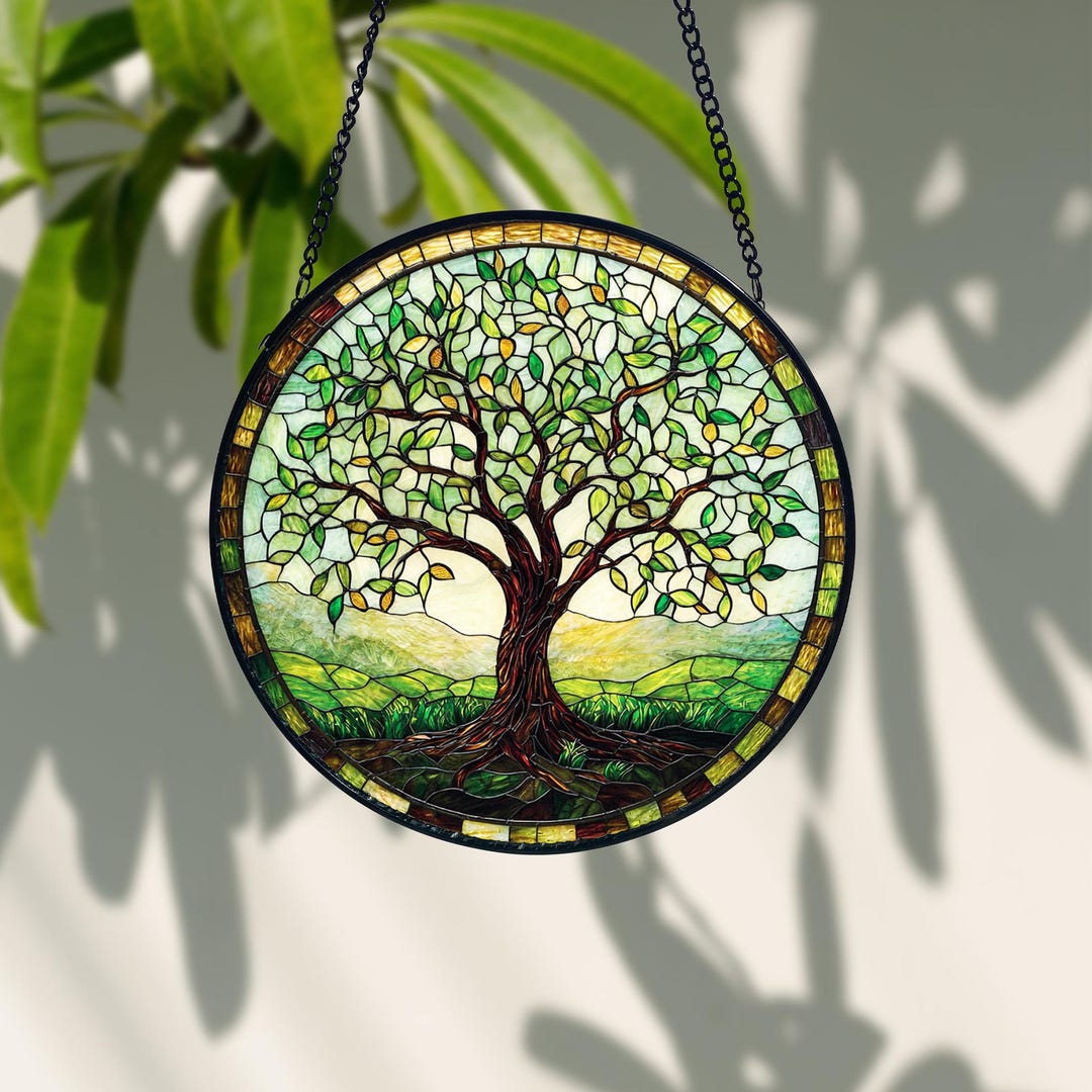 Handmade Tree of Life Stained Glass Window Hanging: Nature Decor - Etsy