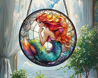 Mermaid Stained Glass Suncatcher: Ocean Window Hanging