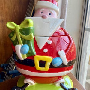 Vintage, Unique, Angular Santa Cookie Jar (small chip on back)