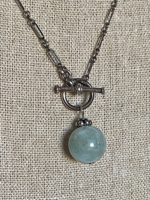 Sterling Silver Necklace With Blue Stone Pendant - image 2