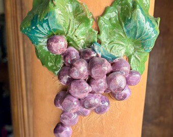 Italian Terra Cotta Wine Cooler Bucket IL Laboratorio Italiano with 3D Grapes and Leaves