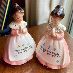 Vintage Woman Give Thanks Japan Enesco Prayer Shaker Pink Vintage Woman Give Thanks Japan Enesco Prayer Shaker Pink