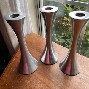Three Candlestick Holders in the Nambe Style