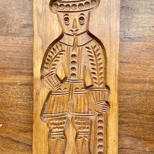 Double-sided Couple Vintage Wooden Speculoos Speculaas Cookie Mold with Bracket for Hanging